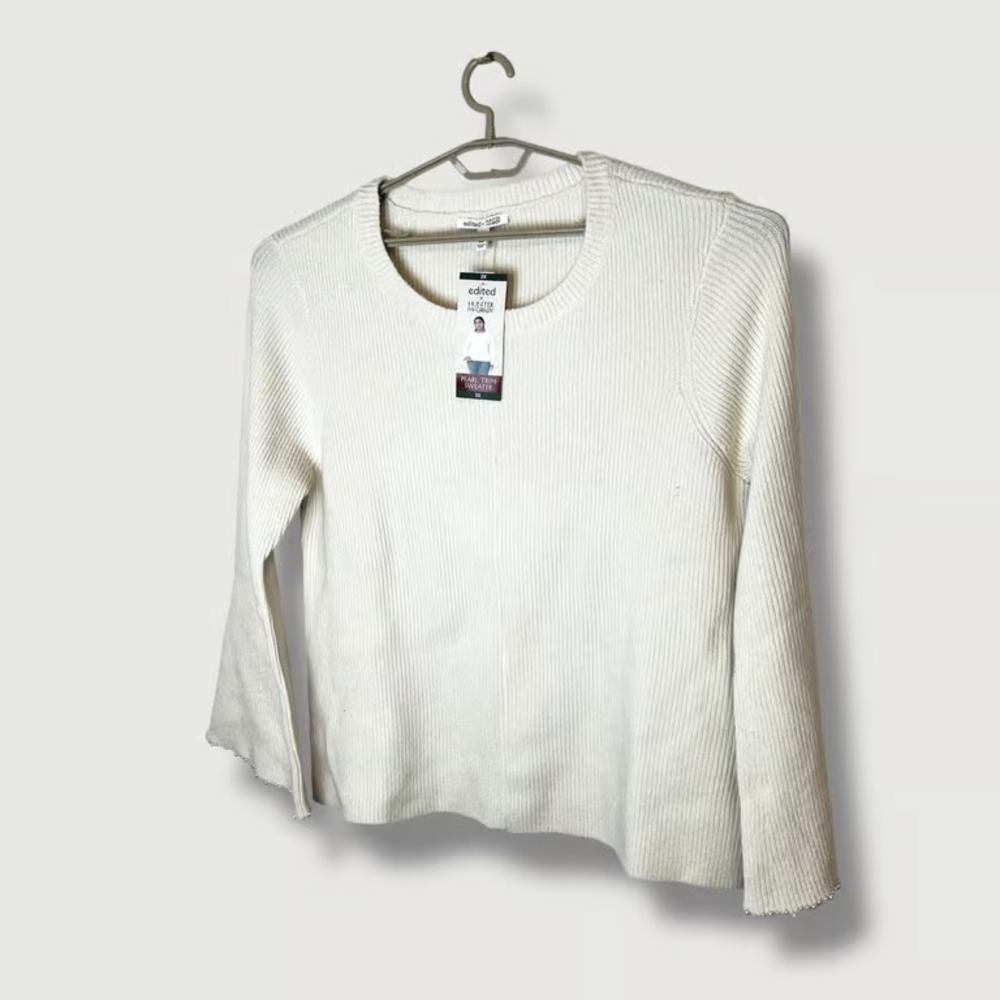 Edited x Hunter McGrady Cream Pearl Trim Sweater Size 3X New